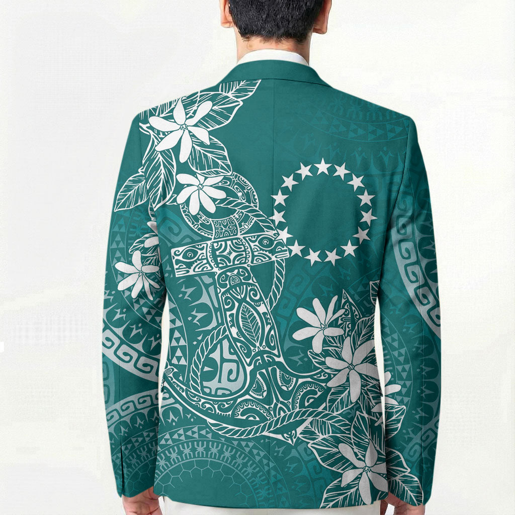 Teal Kuki Airani Tapakau Blazer Tribal Anchor Mix Tiare LT7 - Polynesian Pride