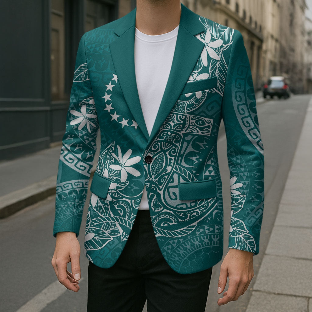 Teal Kuki Airani Tapakau Blazer Tribal Anchor Mix Tiare LT7 - Polynesian Pride