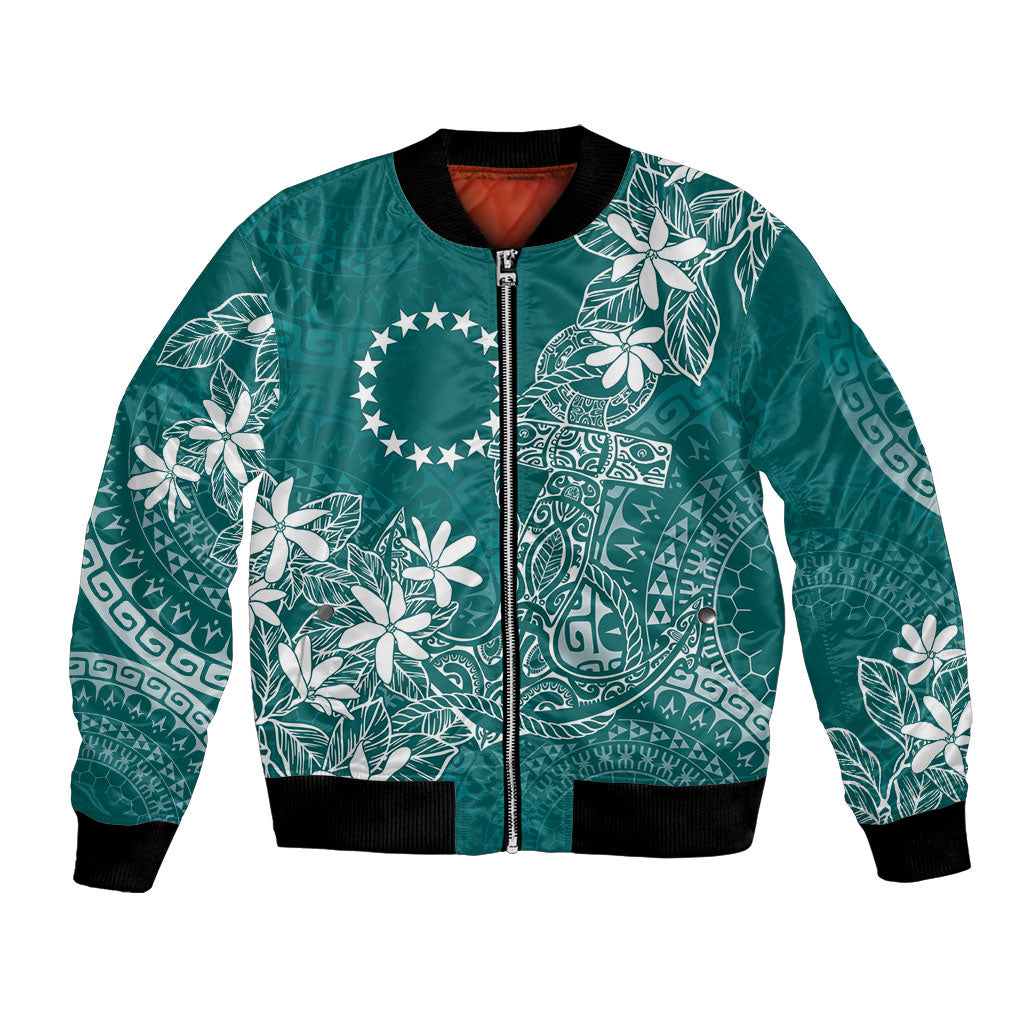 Teal Kuki Airani Tapakau Bomber Jacket Tribal Anchor Mix Tiare LT7 Unisex Teal - Polynesian Pride