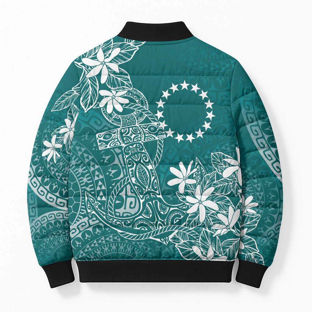 Teal Kuki Airani Tapakau Bomber Puffer Jacket Tribal Anchor Mix Tiare LT7 - Polynesian Pride
