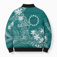 Teal Kuki Airani Tapakau Bomber Puffer Jacket Tribal Anchor Mix Tiare LT7 - Polynesian Pride