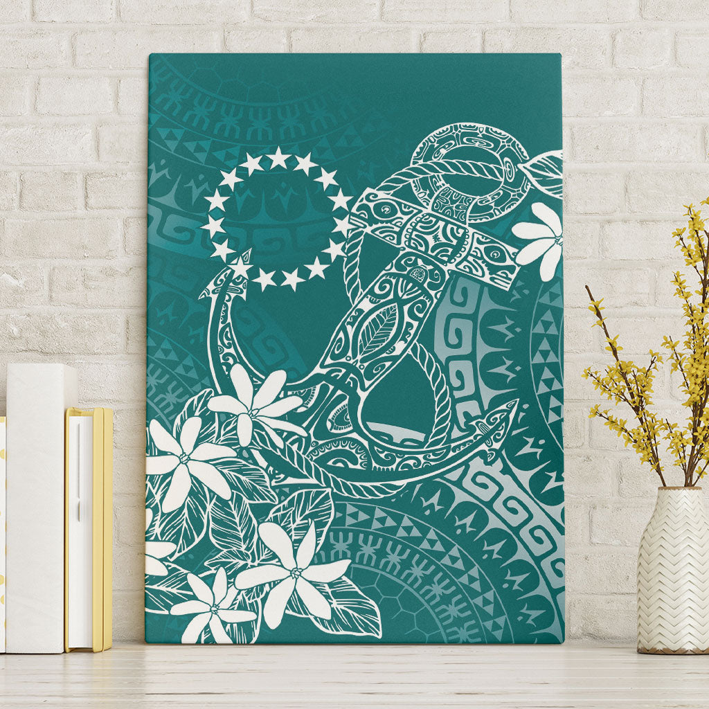 Teal Kuki Airani Tapakau Canvas Wall Art Tribal Anchor Mix Tiare LT7 Without Frame Teal - Polynesian Pride