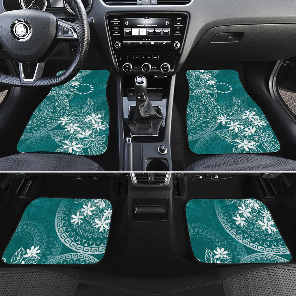 Teal Kuki Airani Tapakau Car Mats Tribal Anchor Mix Tiare LT7 Set 4pcs Teal - Polynesian Pride