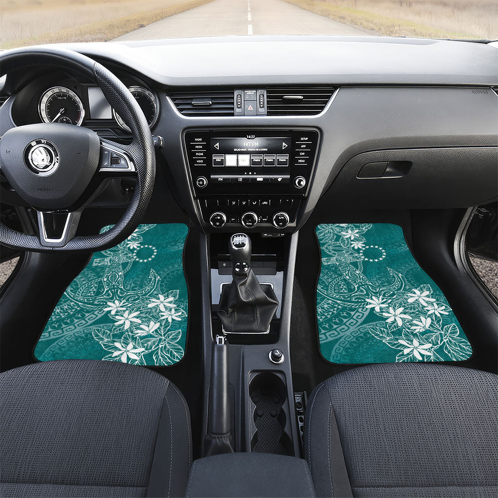 Teal Kuki Airani Tapakau Car Mats Tribal Anchor Mix Tiare LT7 Set 2pcs - Front Teal - Polynesian Pride