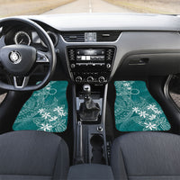 Teal Kuki Airani Tapakau Car Mats Tribal Anchor Mix Tiare LT7 Set 2pcs - Front Teal - Polynesian Pride