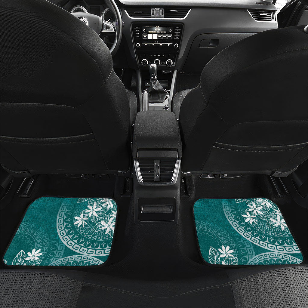 Teal Kuki Airani Tapakau Car Mats Tribal Anchor Mix Tiare LT7 Set 2pcs - Back Teal - Polynesian Pride