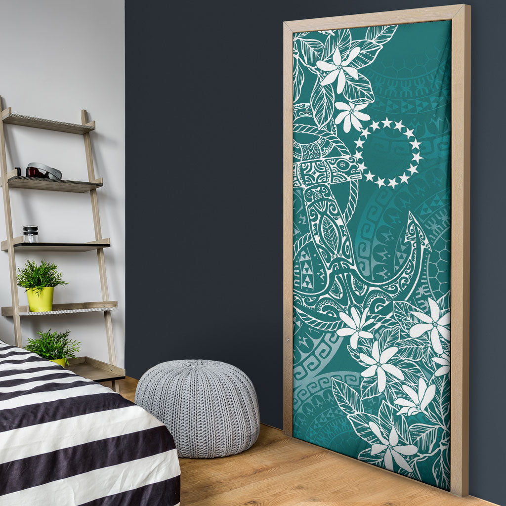 Teal Kuki Airani Tapakau Door Cover Tribal Anchor Mix Tiare LT7 - Polynesian Pride