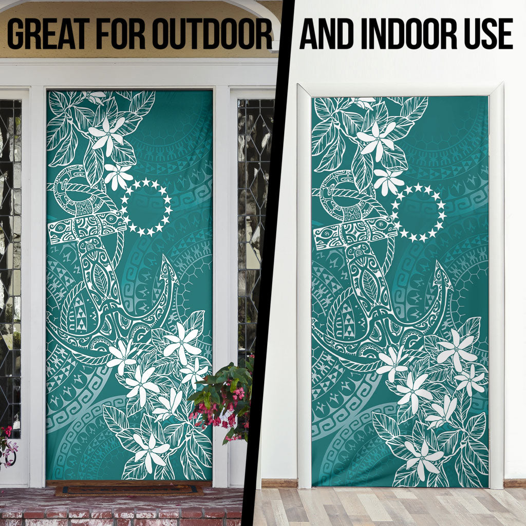 Teal Kuki Airani Tapakau Door Cover Tribal Anchor Mix Tiare LT7 - Polynesian Pride