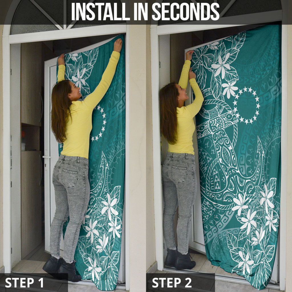 Teal Kuki Airani Tapakau Door Cover Tribal Anchor Mix Tiare LT7 - Polynesian Pride