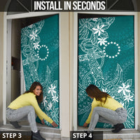 Teal Kuki Airani Tapakau Door Cover Tribal Anchor Mix Tiare LT7 - Polynesian Pride