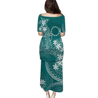 Teal Kuki Airani Tapakau Family Matching Puletasi and Hawaiian Shirt Tribal Anchor Mix Tiare