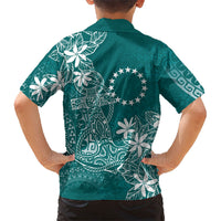 Teal Kuki Airani Tapakau Family Matching Tank Maxi Dress and Hawaiian Shirt Tribal Anchor Mix Tiare