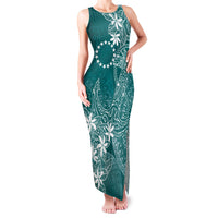 Teal Kuki Airani Tapakau Family Matching Tank Maxi Dress and Hawaiian Shirt Tribal Anchor Mix Tiare