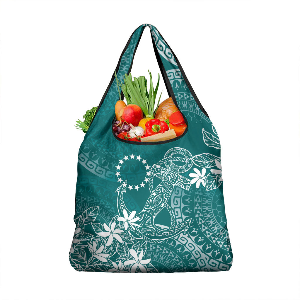 Teal Kuki Airani Tapakau Grocery Bag Tribal Anchor Mix Tiare LT7 1-pack One Size Teal - Polynesian Pride
