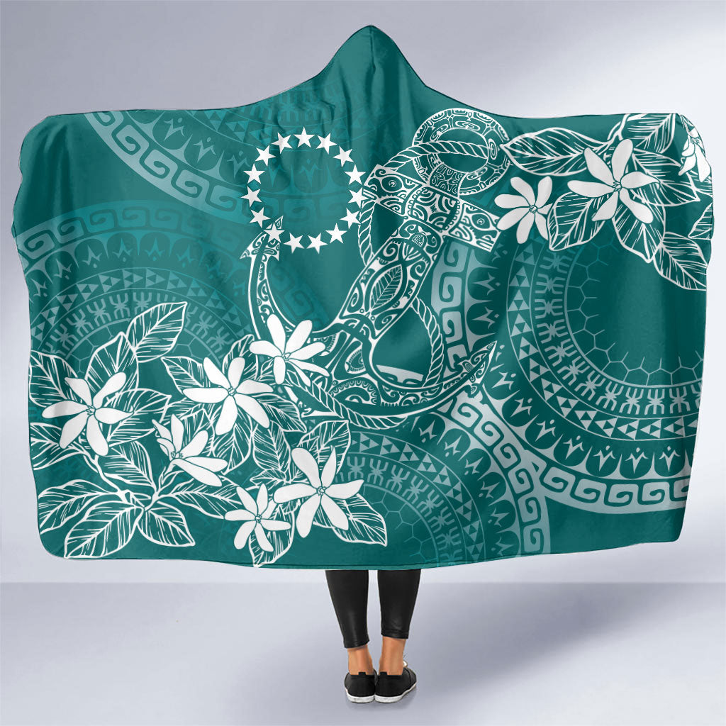 Teal Kuki Airani Tapakau Hooded Blanket Tribal Anchor Mix Tiare LT7 One Size Teal - Polynesian Pride