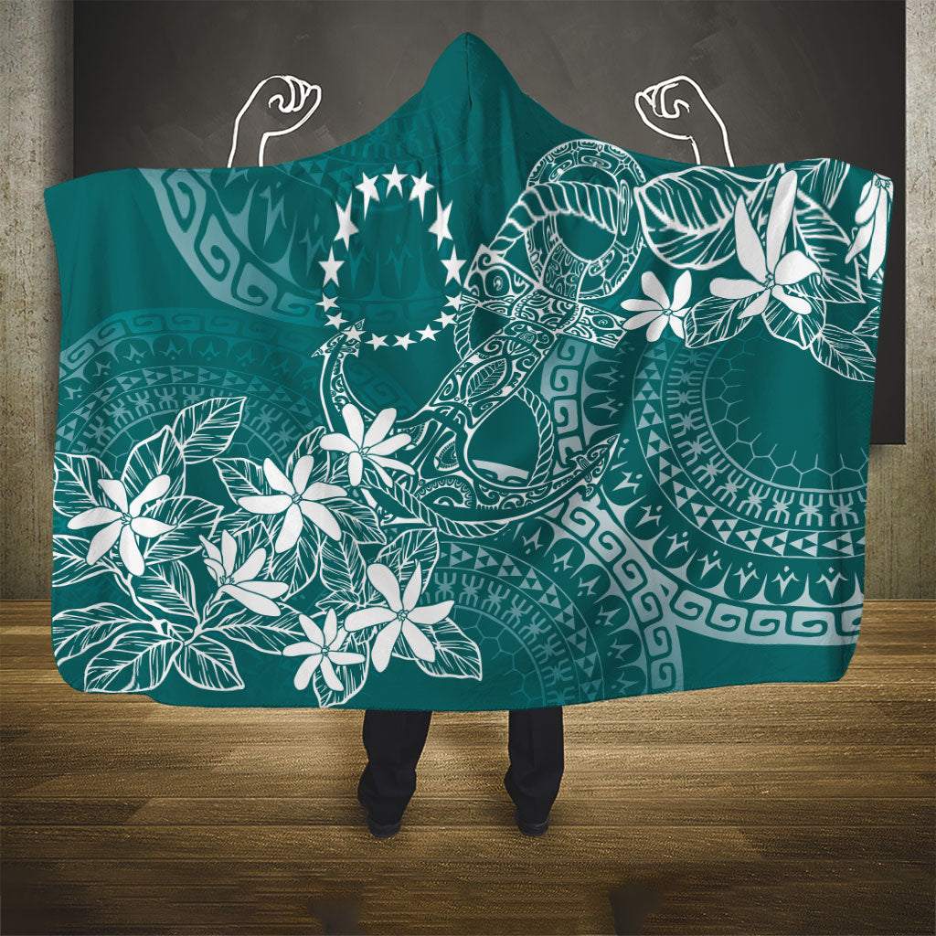 Teal Kuki Airani Tapakau Hooded Blanket Tribal Anchor Mix Tiare LT7 - Polynesian Pride
