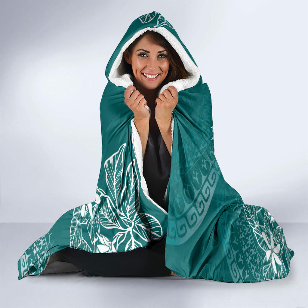Teal Kuki Airani Tapakau Hooded Blanket Tribal Anchor Mix Tiare LT7 - Polynesian Pride