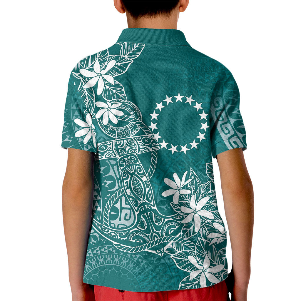 Teal Kuki Airani Tapakau Kid Polo Shirt Tribal Anchor Mix Tiare