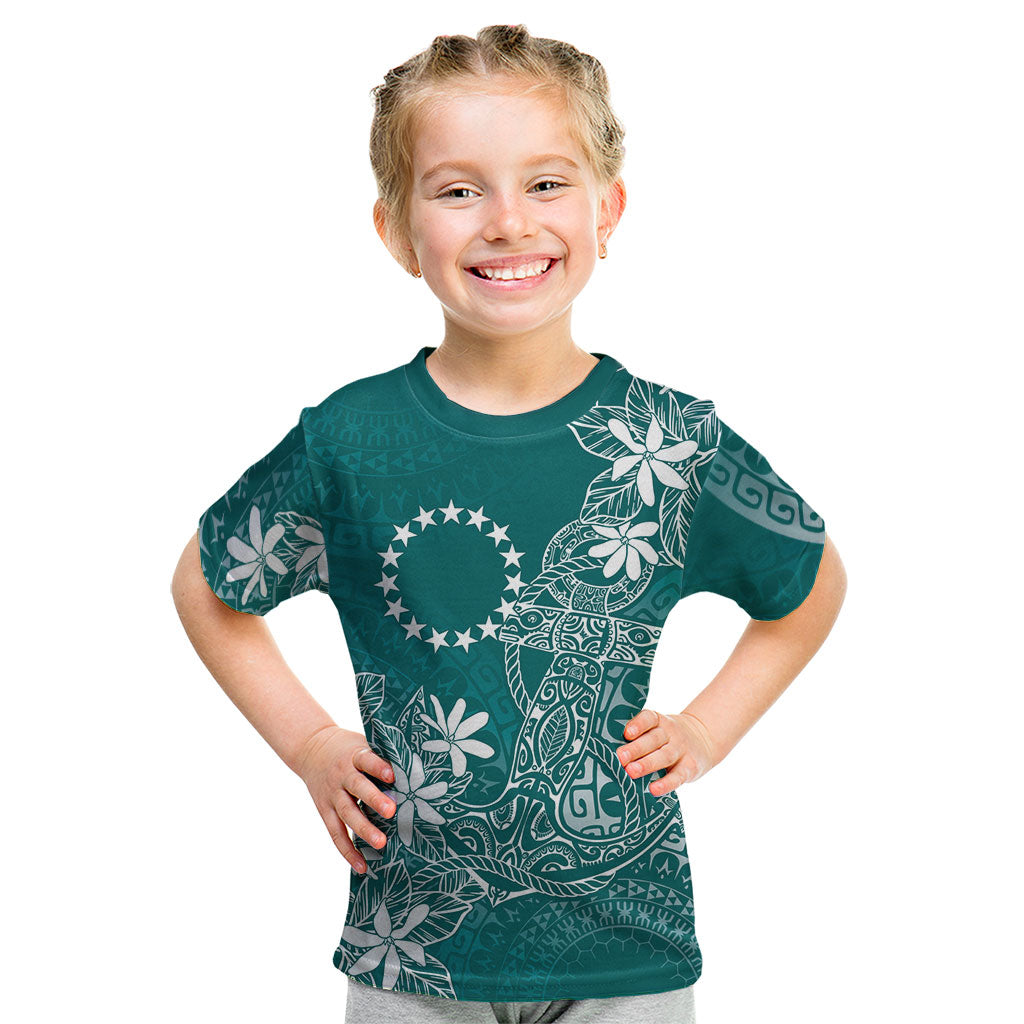 Teal Kuki Airani Tapakau Kid T Shirt Tribal Anchor Mix Tiare LT7 Teal - Polynesian Pride