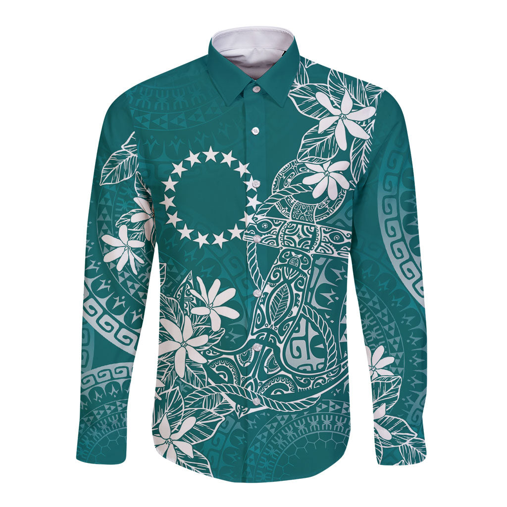 Teal Kuki Airani Tapakau Long Sleeve Button Shirt Tribal Anchor Mix Tiare LT7 Unisex Teal - Polynesian Pride