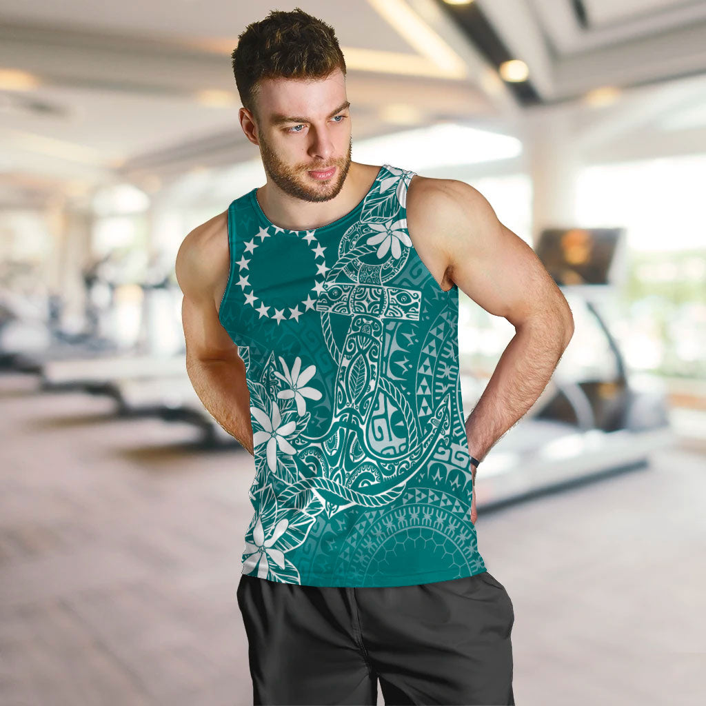 Teal Kuki Airani Tapakau Men Tank Top Tribal Anchor Mix Tiare LT7 Teal - Polynesian Pride