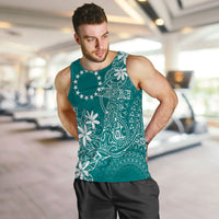 Teal Kuki Airani Tapakau Men Tank Top Tribal Anchor Mix Tiare LT7 Teal - Polynesian Pride