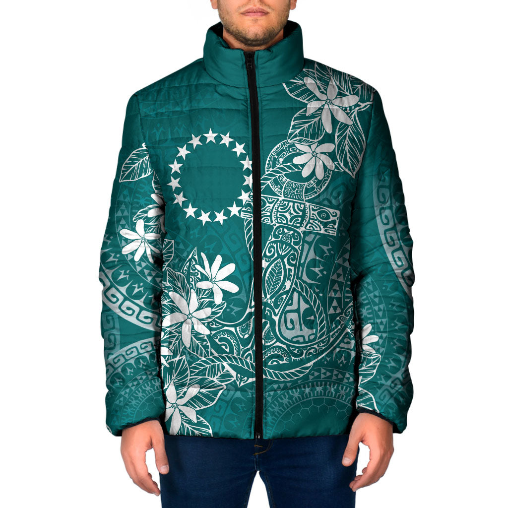 Teal Kuki Airani Tapakau Padded Jacket Tribal Anchor Mix Tiare LT7 Men Teal - Polynesian Pride
