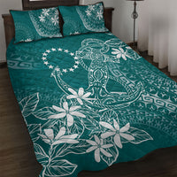 Teal Kuki Airani Tapakau Quilt Bed Set Tribal Anchor Mix Tiare