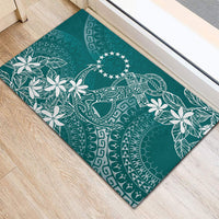 Teal Kuki Airani Tapakau Rubber Doormat Tribal Anchor Mix Tiare