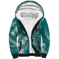 Teal Kuki Airani Tapakau Sherpa Hoodie Tribal Anchor Mix Tiare