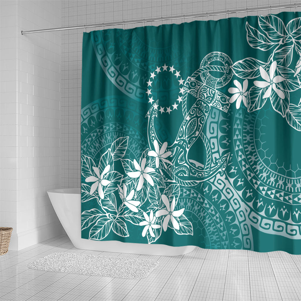 Teal Kuki Airani Tapakau Shower Curtain Tribal Anchor Mix Tiare