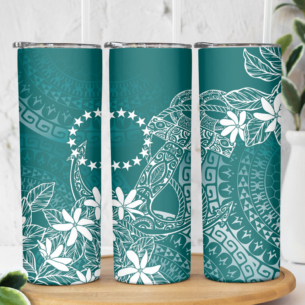 Teal Kuki Airani Tapakau Skinny Tumbler Tribal Anchor Mix Tiare