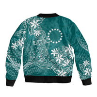 Teal Kuki Airani Tapakau Sleeve Zip Bomber Jacket Tribal Anchor Mix Tiare