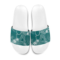 Teal Kuki Airani Tapakau Slide Sandals Tribal Anchor Mix Tiare