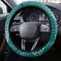 Teal Kuki Airani Tapakau Steering Wheel Cover Tribal Anchor Mix Tiare