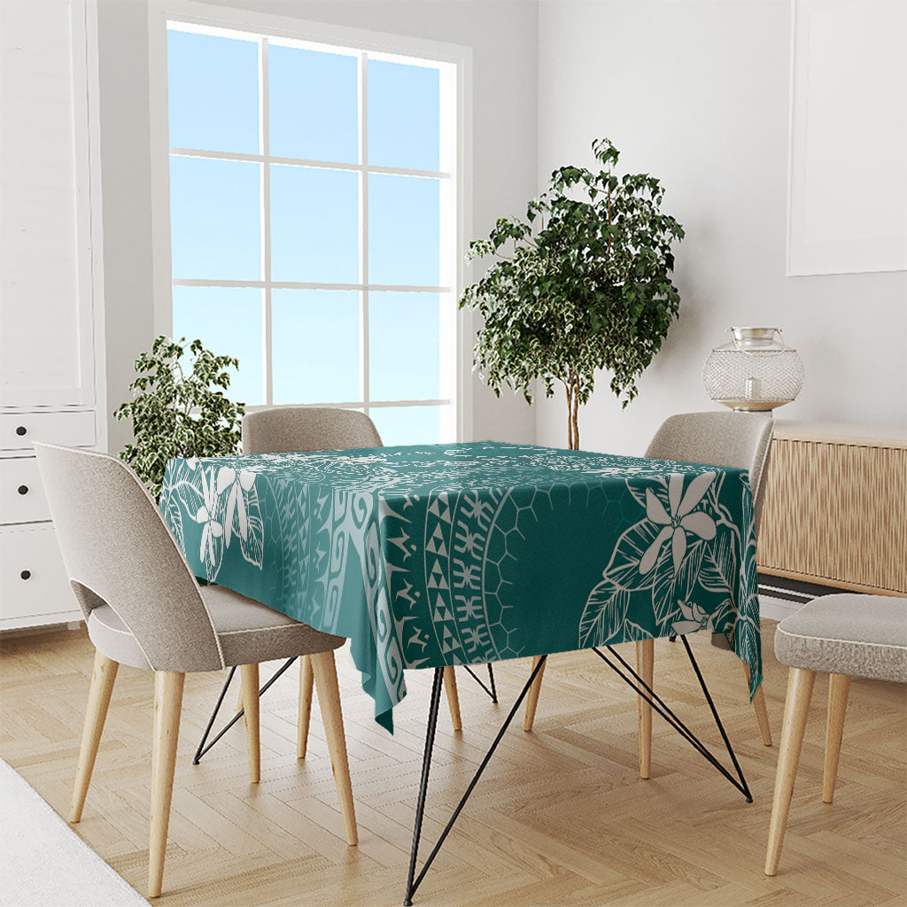 Teal Kuki Airani Tapakau Tablecloth Tribal Anchor Mix Tiare LT7 - Polynesian Pride