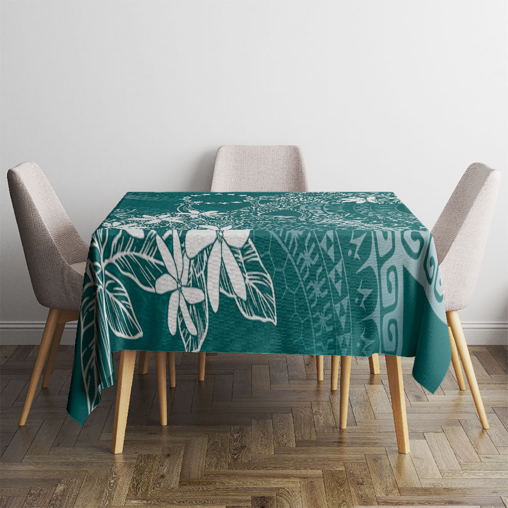 Teal Kuki Airani Tapakau Tablecloth Tribal Anchor Mix Tiare LT7 - Polynesian Pride