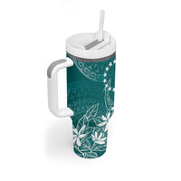 Teal Kuki Airani Tapakau Tumbler With Handle Tribal Anchor Mix Tiare LT7 - Polynesian Pride