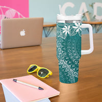 Teal Kuki Airani Tapakau Tumbler With Handle Tribal Anchor Mix Tiare LT7 - Polynesian Pride