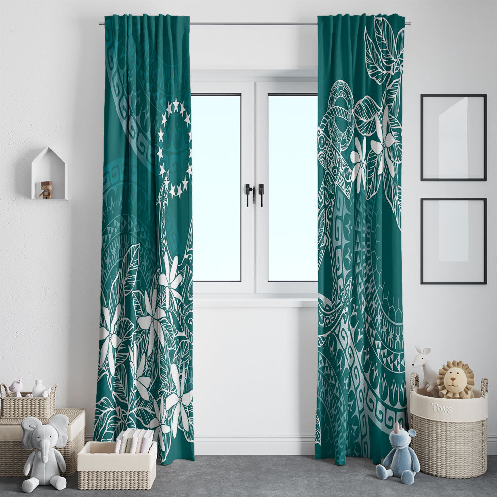 Teal Kuki Airani Tapakau Window Curtain Tribal Anchor Mix Tiare
