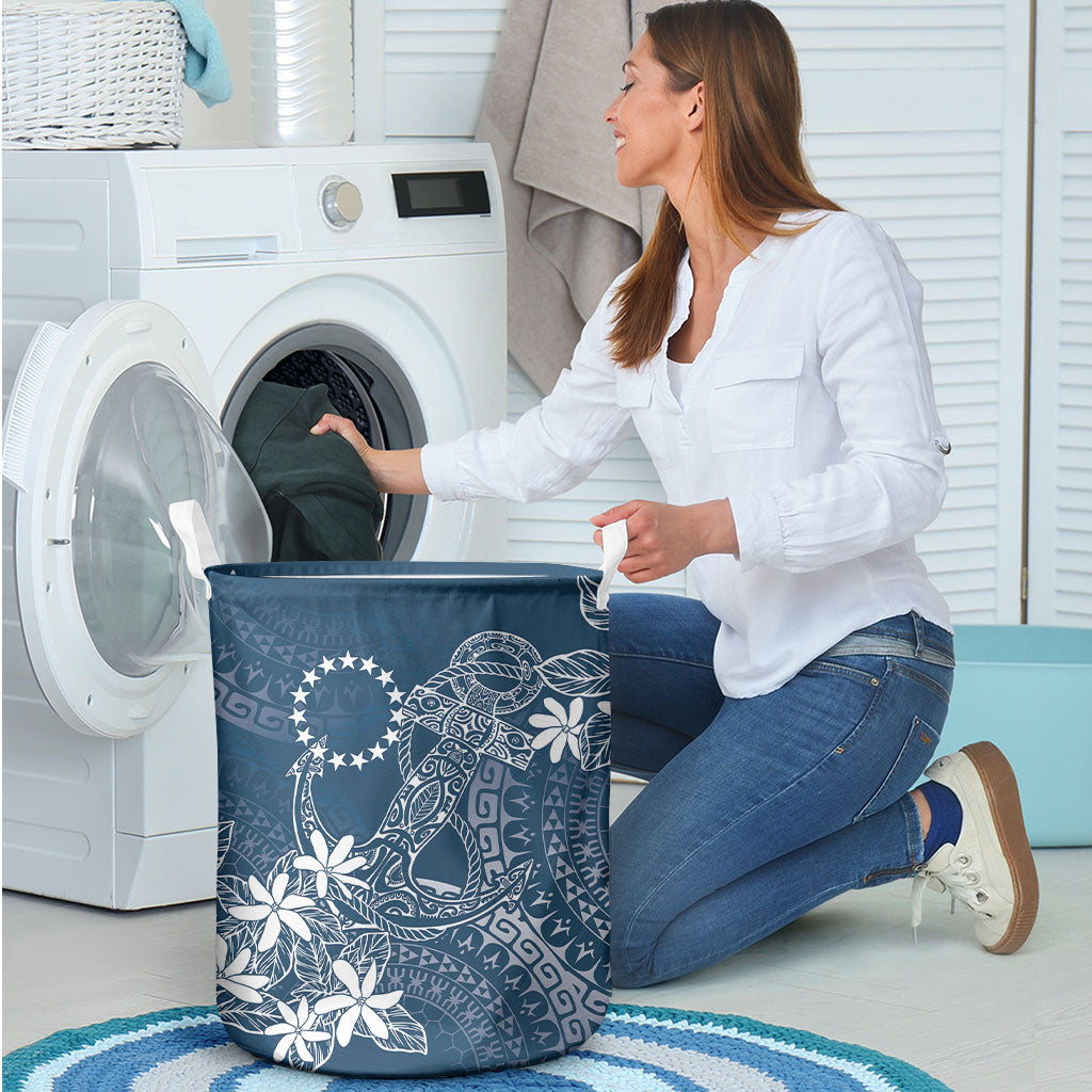 Navy Kuki Airani Tapakau Laundry Basket Tribal Anchor Mix Tiare LT7 - Polynesian Pride