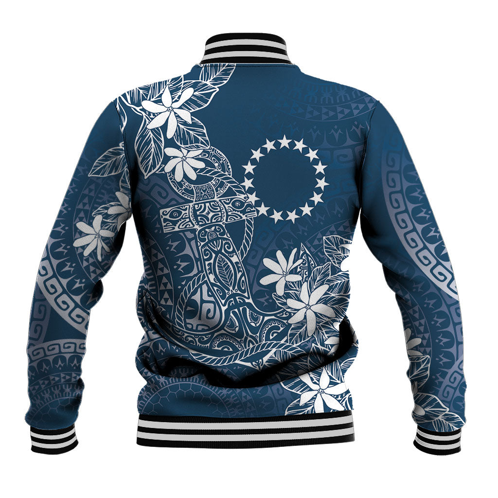 Navy Kuki Airani Tapakau Baseball Jacket Tribal Anchor Mix Tiare LT7 - Polynesian Pride