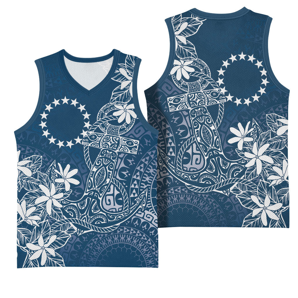 Navy Kuki Airani Tapakau Basketball Jersey Tribal Anchor Mix Tiare LT7 - Polynesian Pride