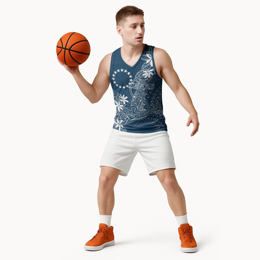 Navy Kuki Airani Tapakau Basketball Jersey Tribal Anchor Mix Tiare LT7 - Polynesian Pride