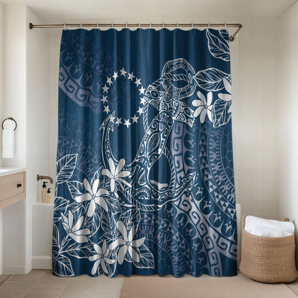 Navy Kuki Airani Tapakau Bathroom Set Tribal Anchor Mix Tiare LT7 Shower Curtain Only Navy - Polynesian Pride