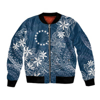 Navy Kuki Airani Tapakau Bomber Jacket Tribal Anchor Mix Tiare LT7 Unisex Navy - Polynesian Pride