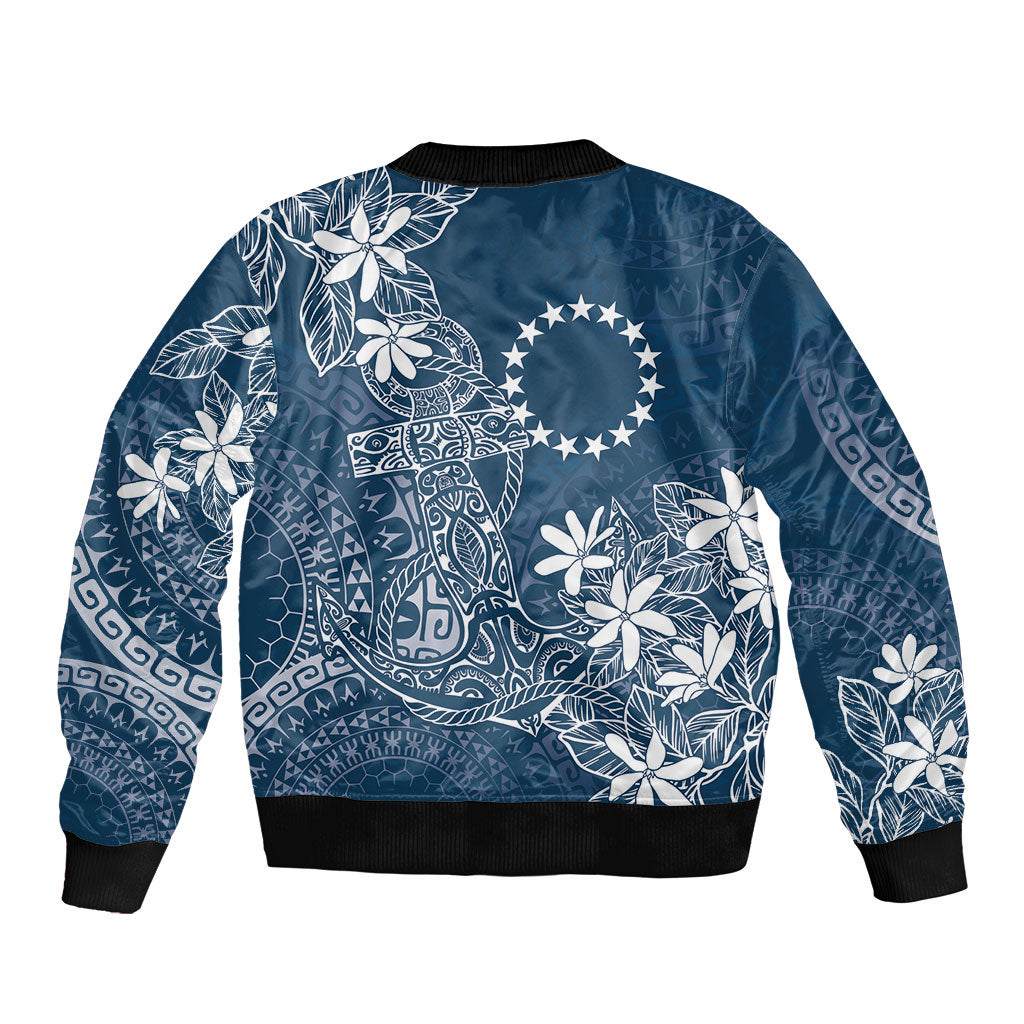 Navy Kuki Airani Tapakau Bomber Jacket Tribal Anchor Mix Tiare LT7 - Polynesian Pride