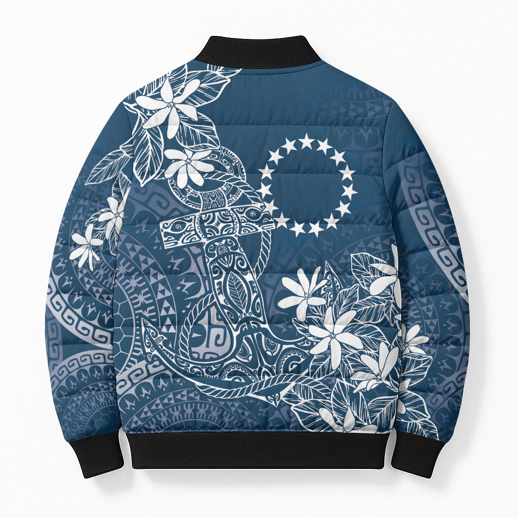 Navy Kuki Airani Tapakau Bomber Puffer Jacket Tribal Anchor Mix Tiare LT7 - Polynesian Pride