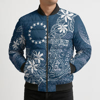 Navy Kuki Airani Tapakau Bomber Puffer Jacket Tribal Anchor Mix Tiare LT7 - Polynesian Pride