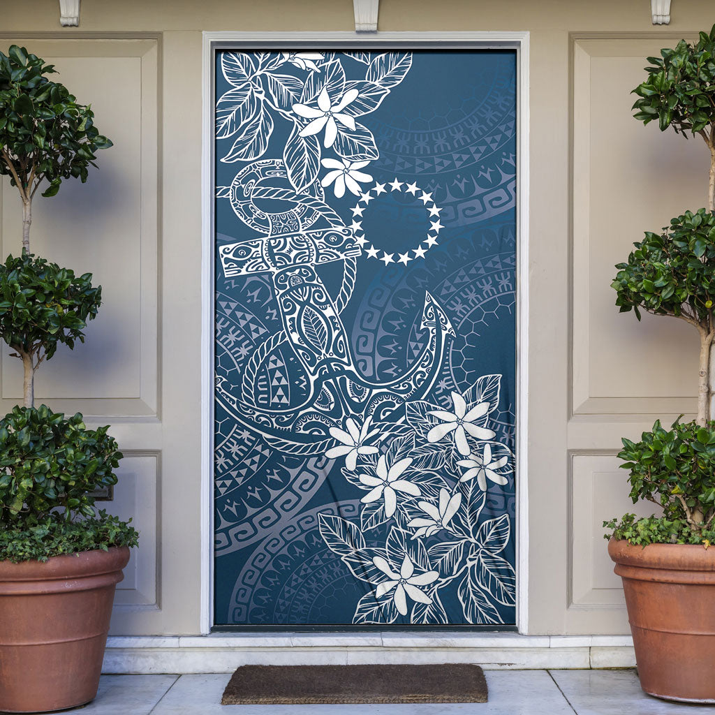 Navy Kuki Airani Tapakau Door Cover Tribal Anchor Mix Tiare LT7 Navy - Polynesian Pride